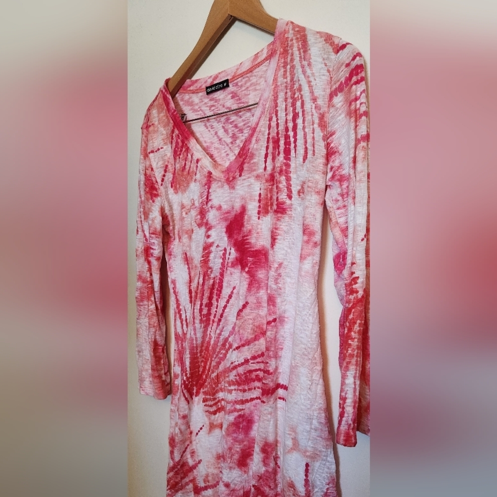 David Cline Pink and White Tie-Dye Top - Picture 2 of 4